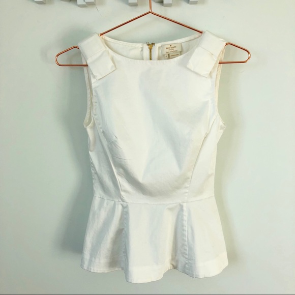 kate spade Tops - Kate Spade • white peplum with bow shoulders
